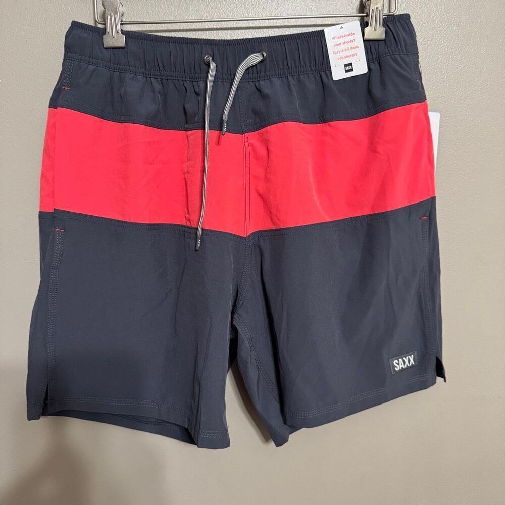 SAXX Men's Oh Buoy 2N1 Volley swim shorts in a color-blocked design medium NWT